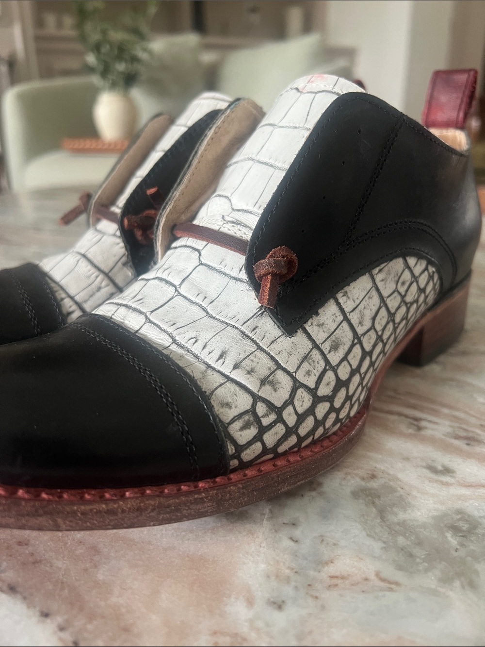 Freebird Mabel Black/White Croc Leather Oxford Size 8 - Picture 3 of 7